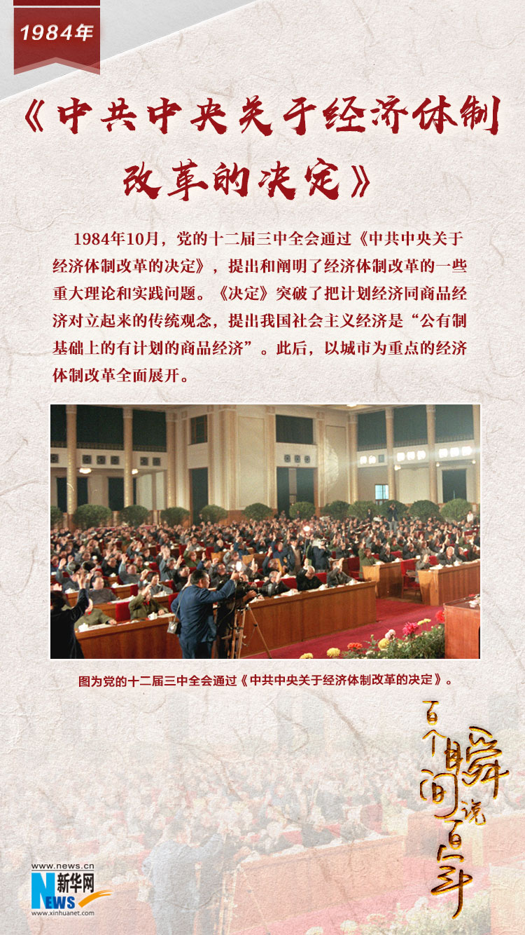 1984，《中共中央關于經濟體制改革的決定》