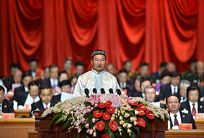 牧民代表牧民阿依特江·帕爾曼發言