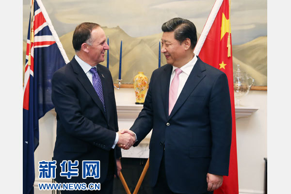 11月20日，中國國家主席習近平在惠靈頓同新西蘭總理約翰·基舉行會談。 新華社記者 馬占成 攝