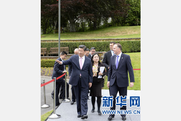11月20日，中國國家主席習近平在惠靈頓同新西蘭總理約翰·基舉行會談。 新華社記者 李學仁 攝