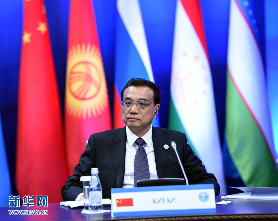 12月15日，中國國務院總理李克強在阿斯塔納出席上海合作組織成員國政府首腦理事會第十三次會議。 新華社記者 饒愛民 攝