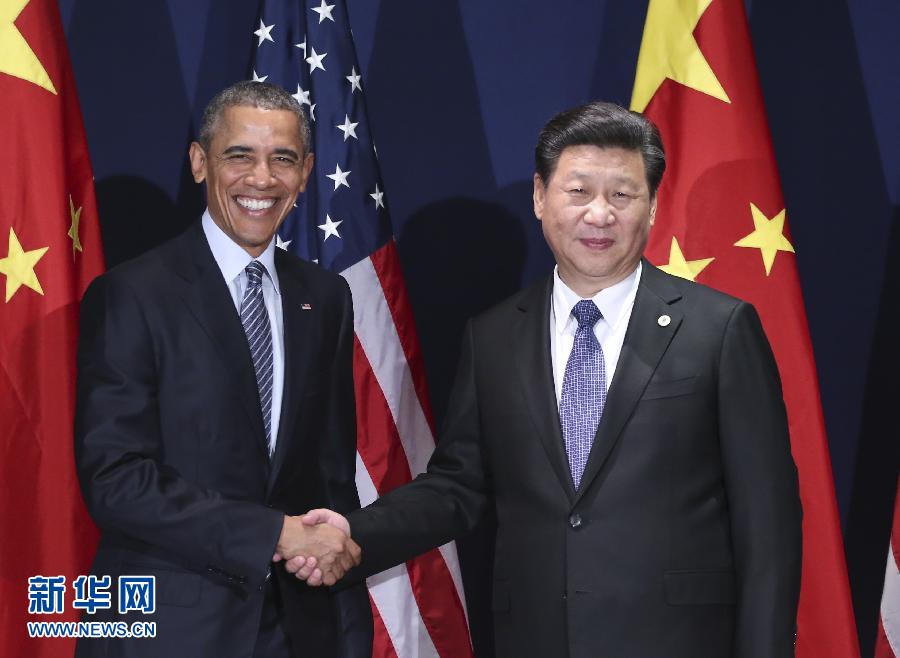 11月30日，中國國家主席習近平在巴黎會見美國總統奧巴馬。新華社記者蘭紅光攝