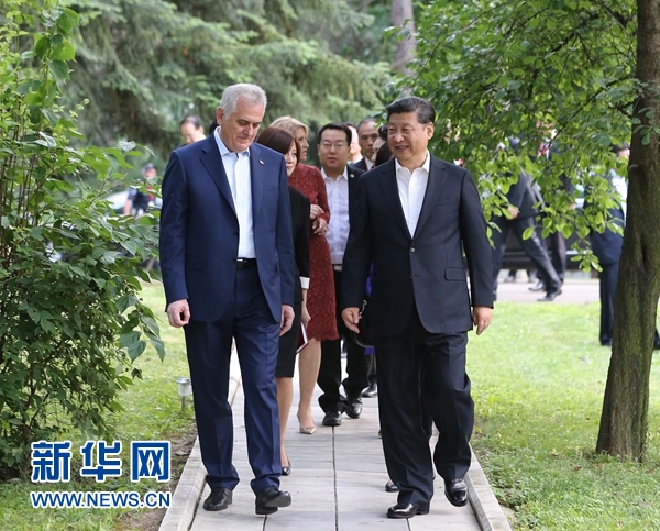 當地時間6月17日，國家主席習近平同塞爾維亞總統尼科利奇在貝爾格萊德舉行會晤。 新華社記者 丁林 攝 