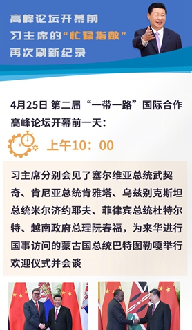 高峰論壇開幕前，習主席的“忙碌指數”再次刷新紀錄